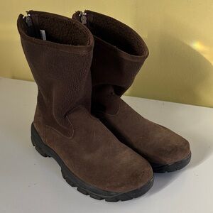 Land’s End Brown Fleece and Suede fleece-Lined Zipper Low Boot Size 8.5